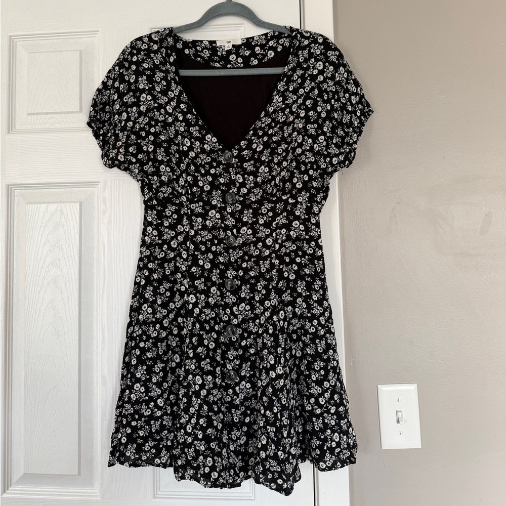 BP Nordstrom Black & White Floral Mini Dress Summer